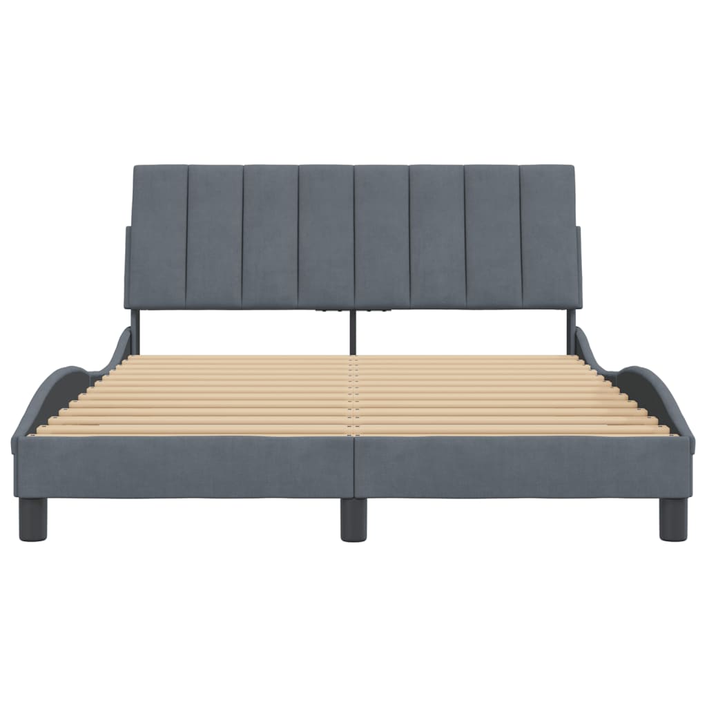 Cadre de lit sans matelas gris foncé 120x200 cm velours - XIOS