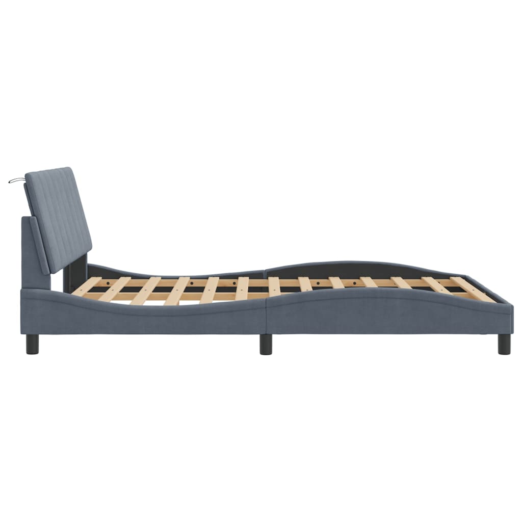 Cadre de lit sans matelas gris foncé 120x200 cm velours - XIOS