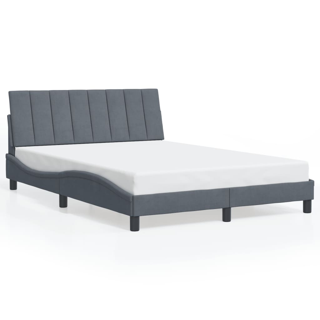 Cadre de lit sans matelas gris foncé 140x190 cm velours - XIOS