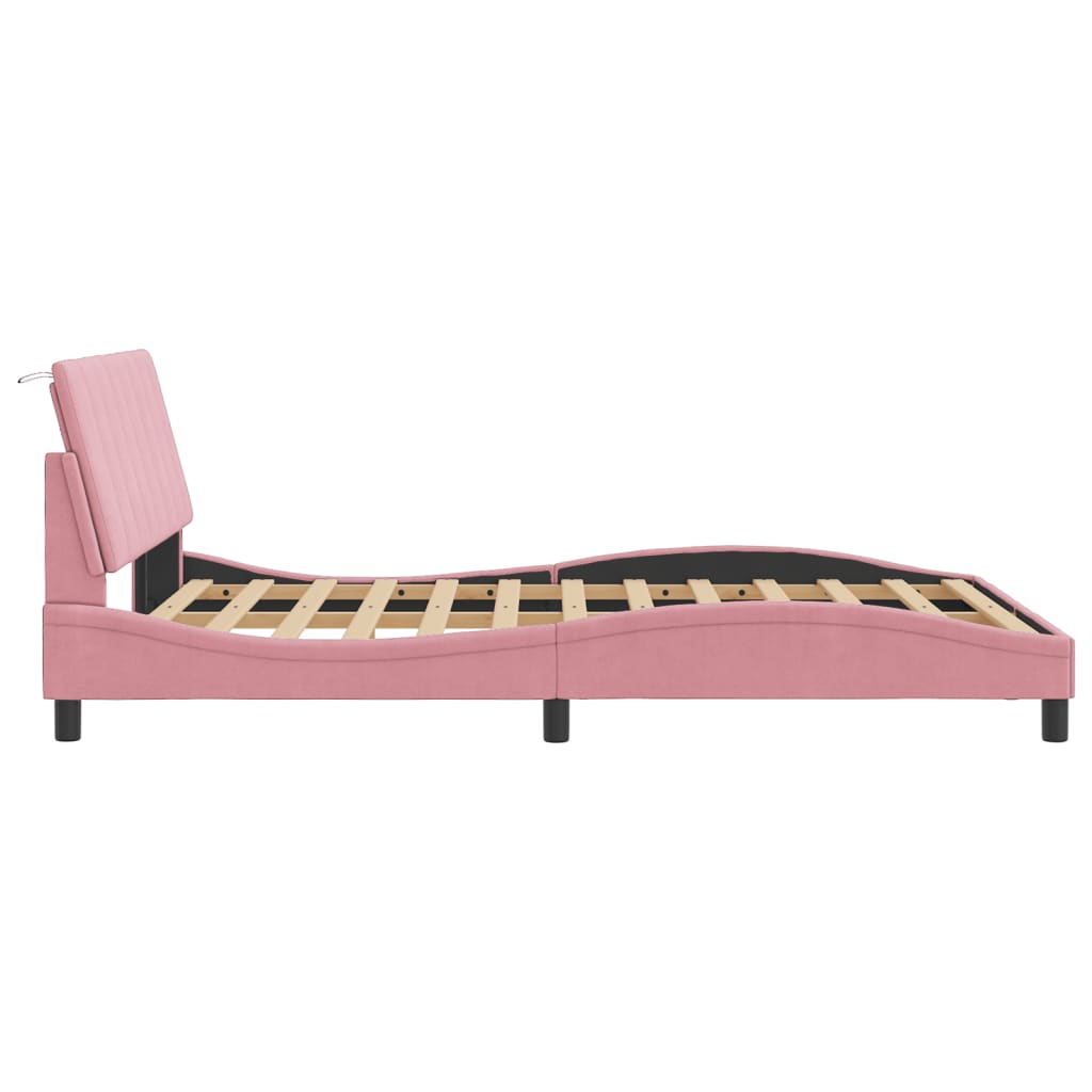Cadre de lit sans matelas Hanko rose 140x190 cm velours - XIOS