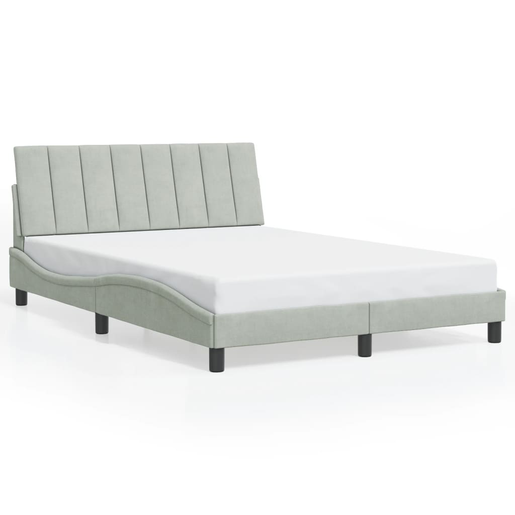 Cadre de lit sans matelas gris clair 140x200 cm velours - XIOS