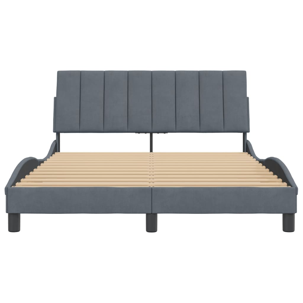 Cadre de lit sans matelas gris foncé 140x200 cm velours - XIOS