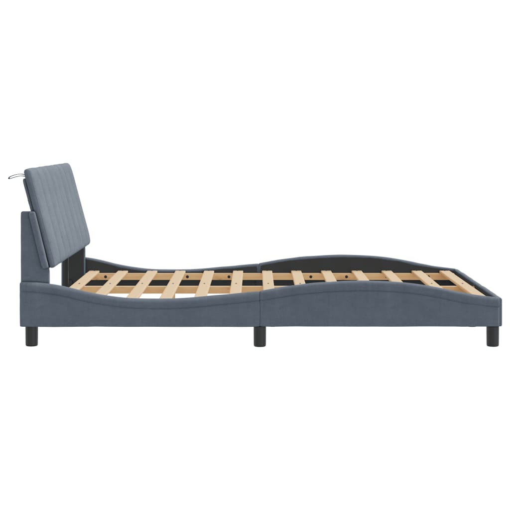 Cadre de lit sans matelas gris foncé 140x200 cm velours - XIOS