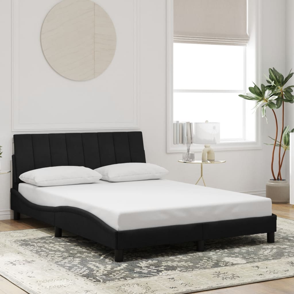 Cadre de lit sans matelas noir 140x200 cm velours - XIOS