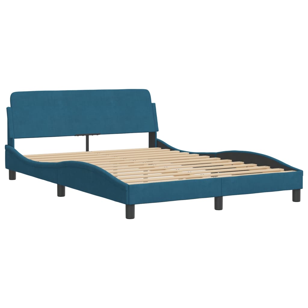 Cadre de lit sans matelas bleu 140x200 cm velours - XIOS