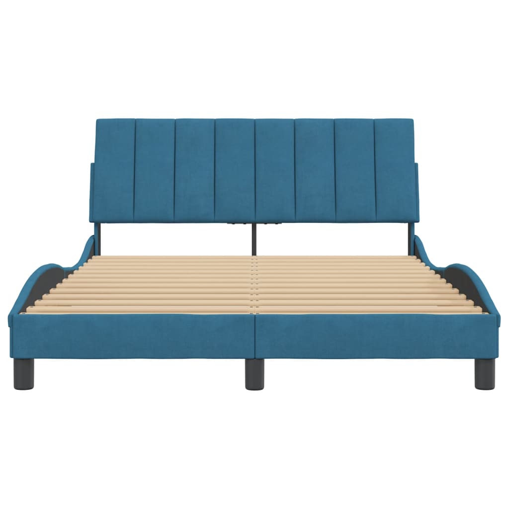 Cadre de lit sans matelas bleu 140x200 cm velours - XIOS