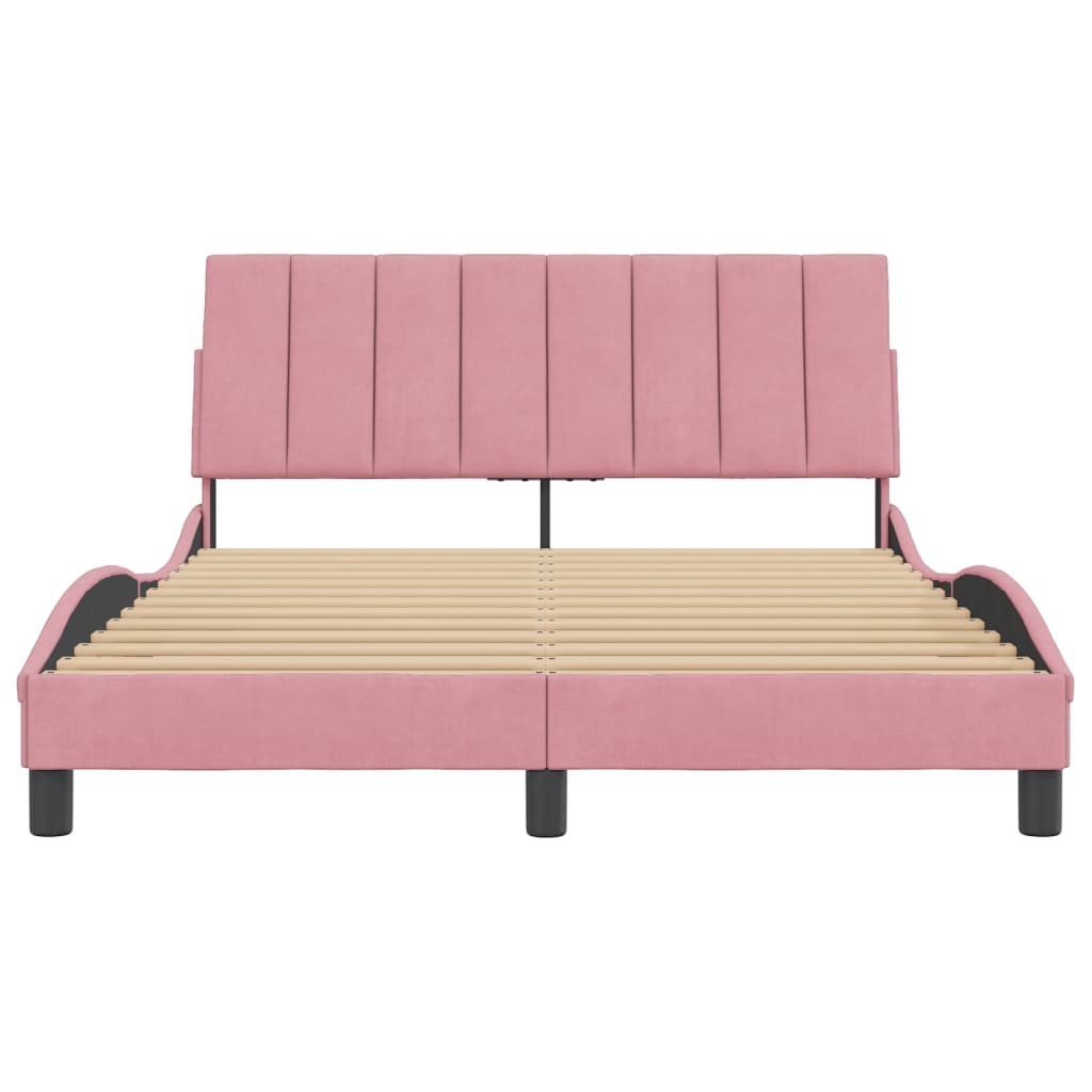 Cadre de lit sans matelas Hanko rose 140x200 cm velours