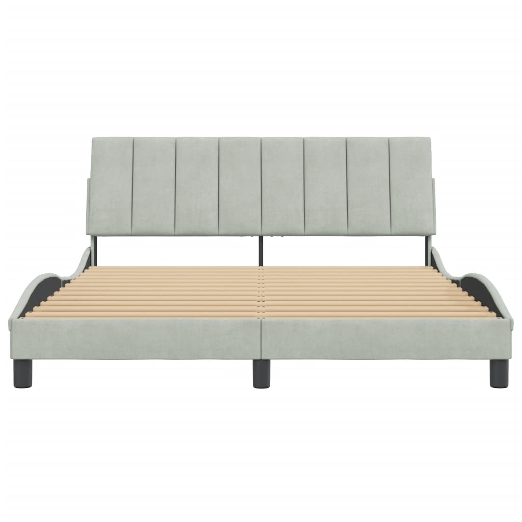 Cadre de lit sans matelas gris clair 160x200 cm velours - XIOS