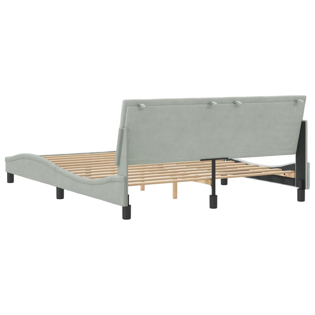 Cadre de lit sans matelas gris clair 160x200 cm velours - XIOS