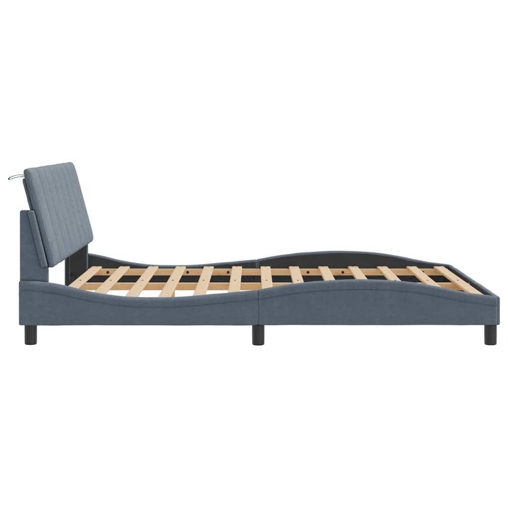 Cadre de lit sans matelas gris foncé 160x200 cm velours - XIOS