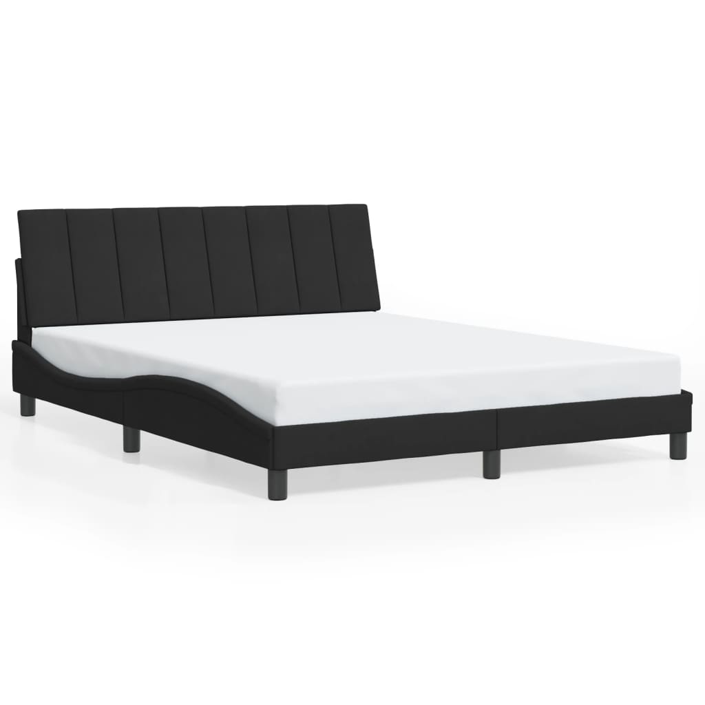 Cadre de lit sans matelas noir 160x200 cm velours - XIOS