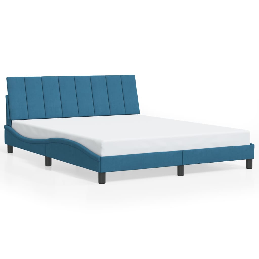 Cadre de lit sans matelas bleu 160x200 cm velours - XIOS