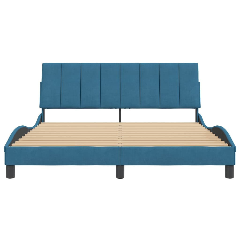 Cadre de lit sans matelas bleu 160x200 cm velours - XIOS