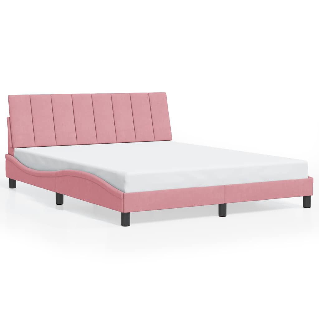 Cadre de lit sans matelas Hanko rose 160x200 cm velours - XIOS