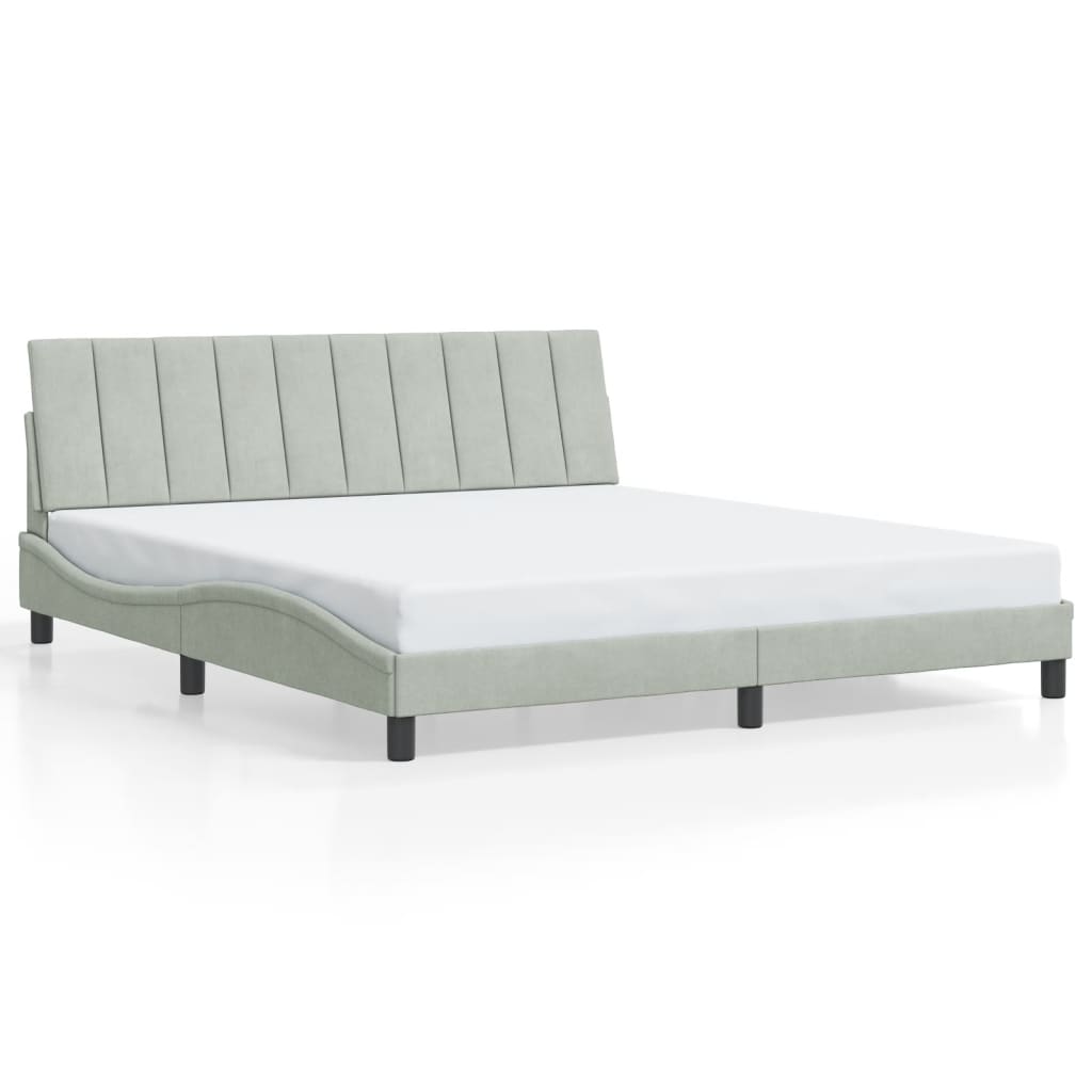 Cadre de lit sans matelas gris clair 180x200 cm velours - XIOS