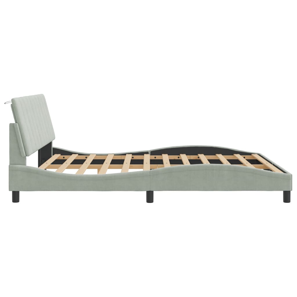 Cadre de lit sans matelas gris clair 180x200 cm velours - XIOS