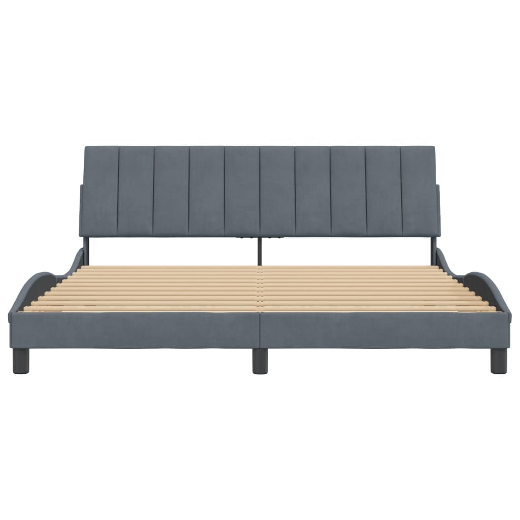 Cadre de lit sans matelas gris foncé 180x200 cm velours - XIOS