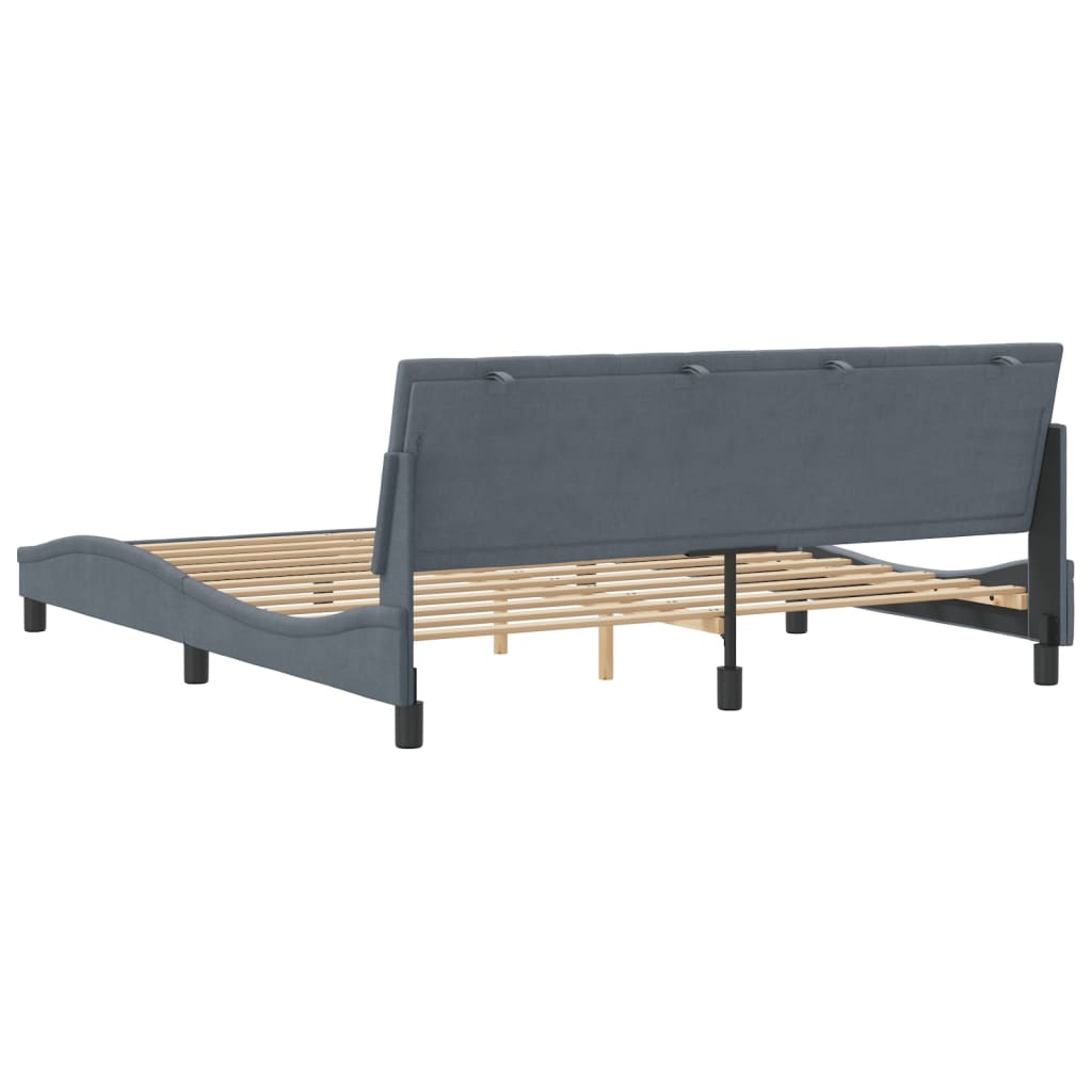 Cadre de lit sans matelas gris foncé 180x200 cm velours - XIOS