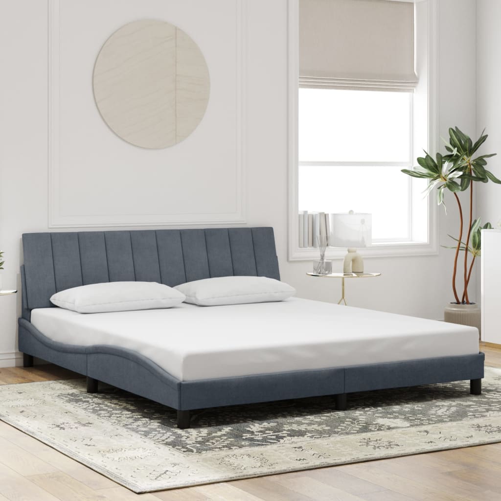 Cadre de lit sans matelas gris foncé 180x200 cm velours - XIOS