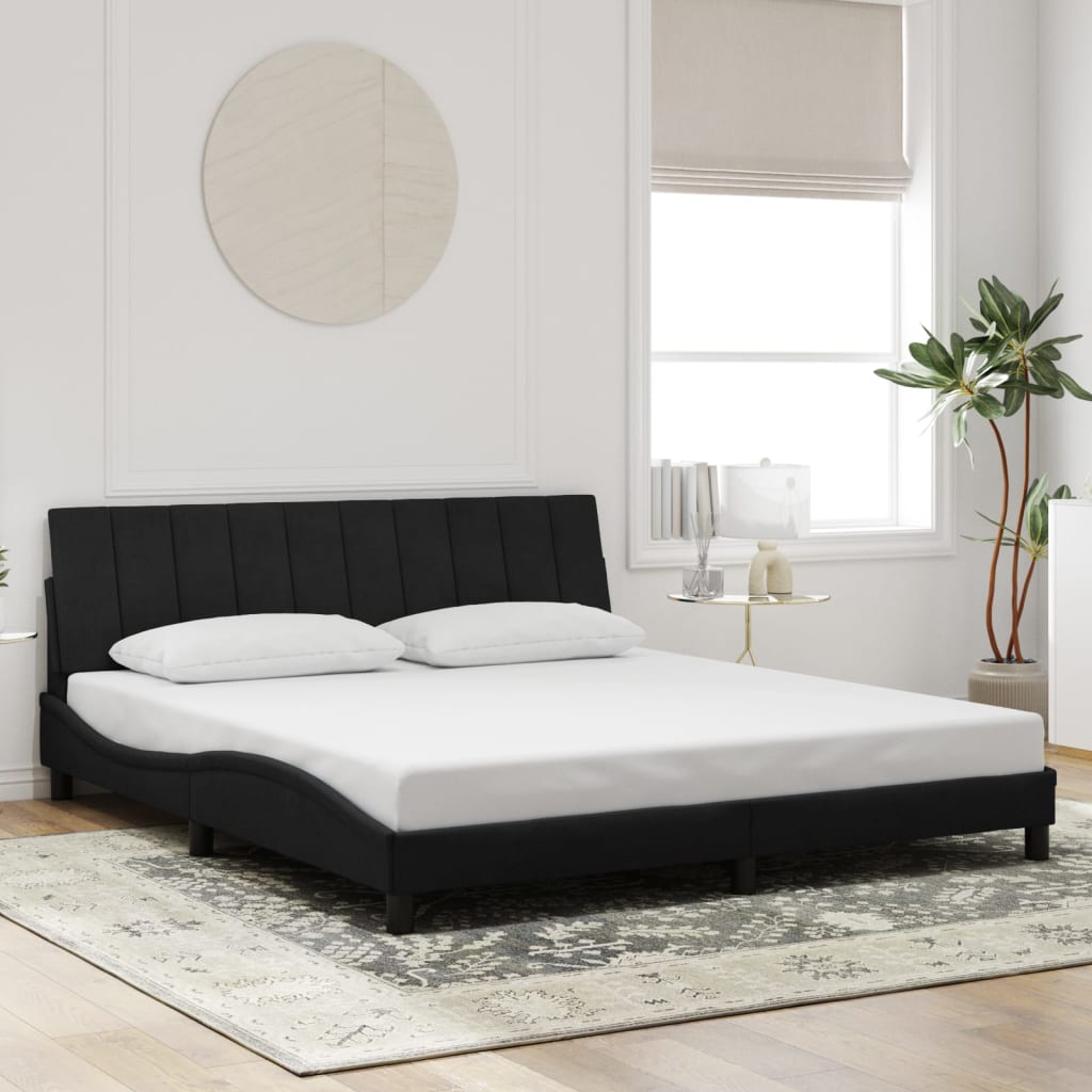 Cadre de lit sans matelas noir 180x200 cm velours - XIOS