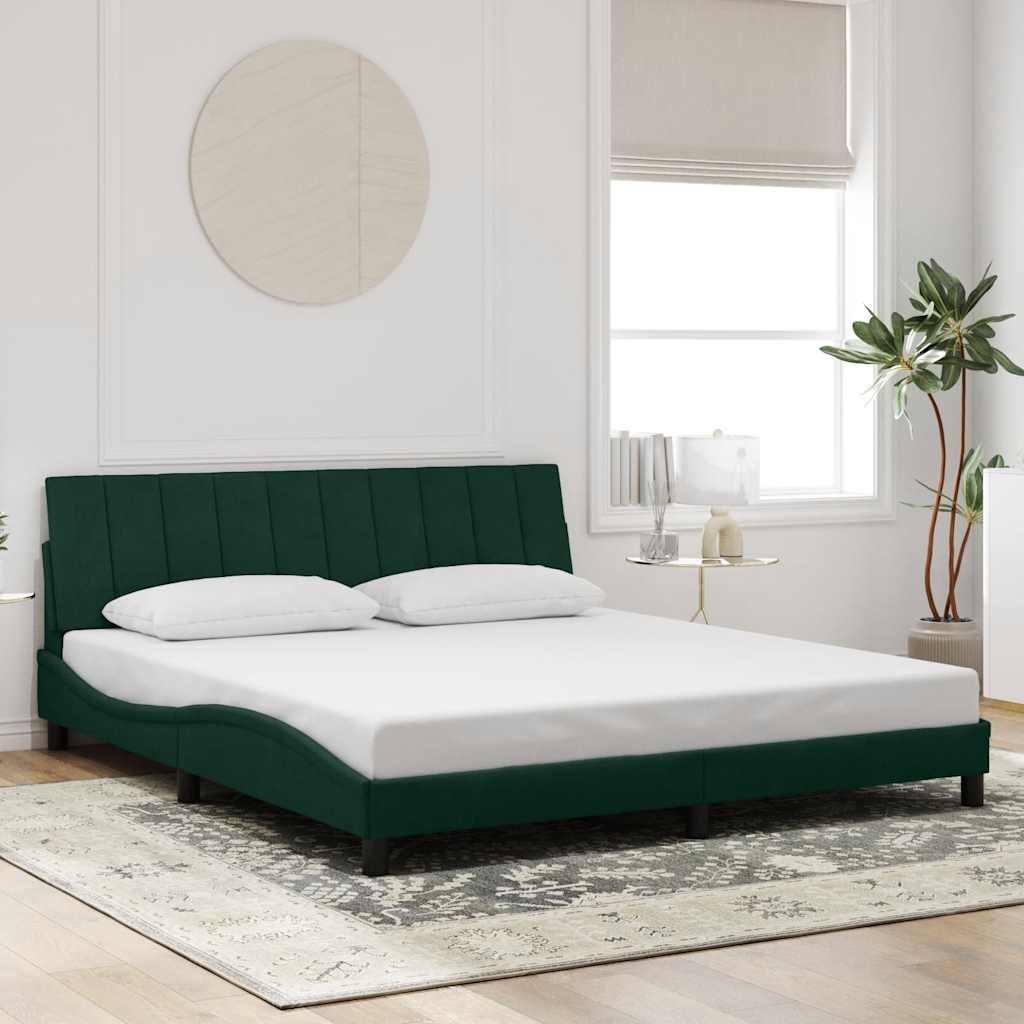 Cadre de lit sans matelas Hanko vert foncé 180x200 cm velours - XIOS