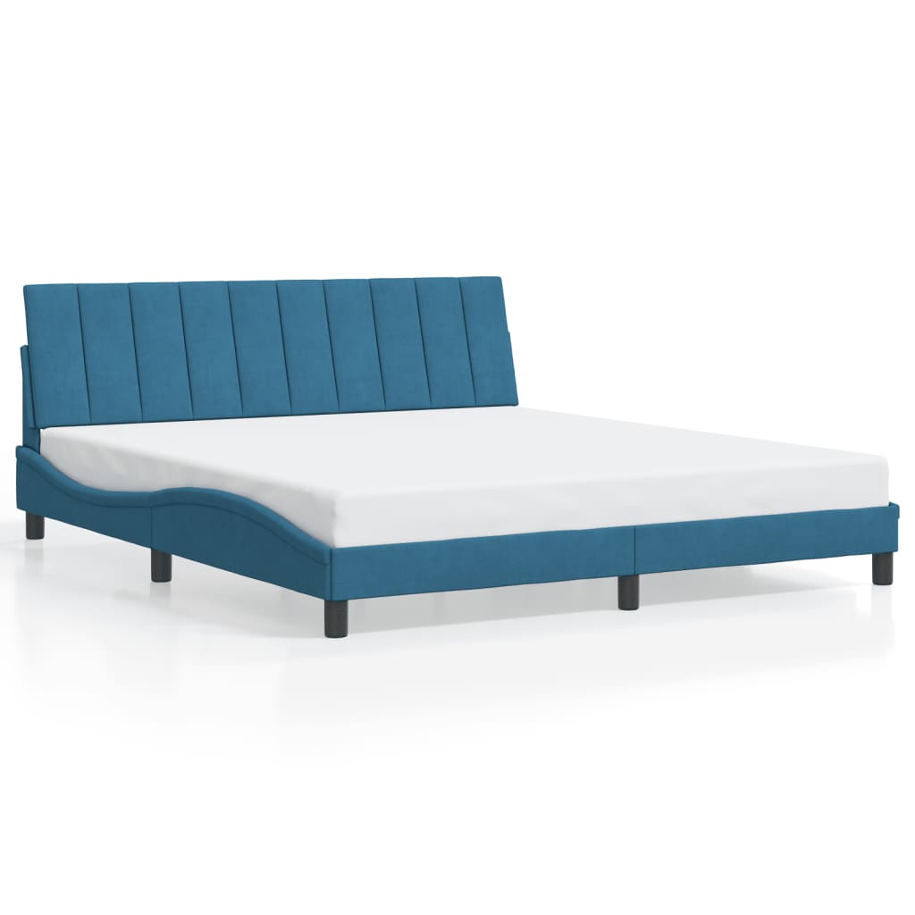 Cadre de lit sans matelas bleu 180x200 cm velours - XIOS
