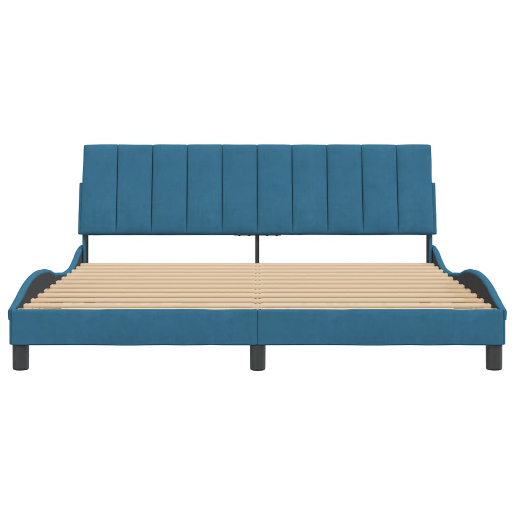 Cadre de lit sans matelas bleu 180x200 cm velours - XIOS