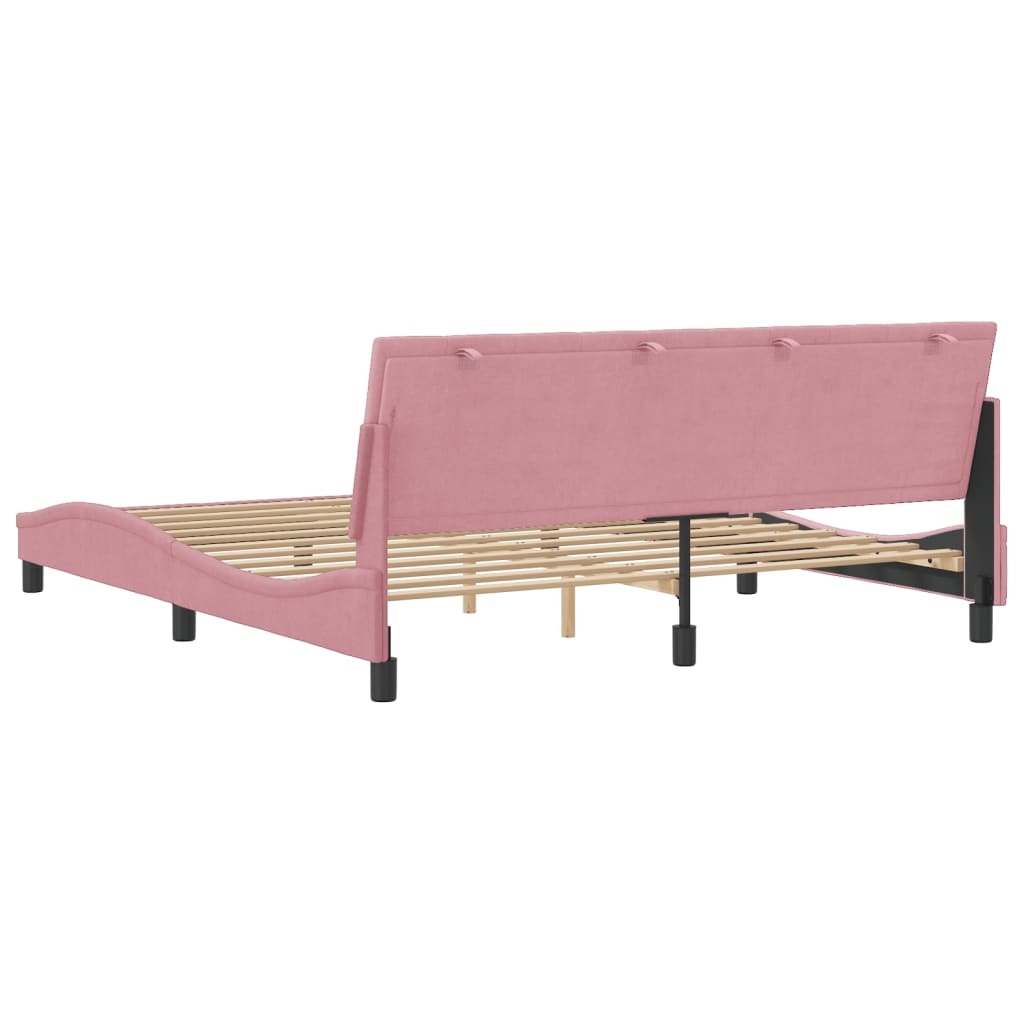 Cadre de lit sans matelas rose 180x200 cm velours - XIOS