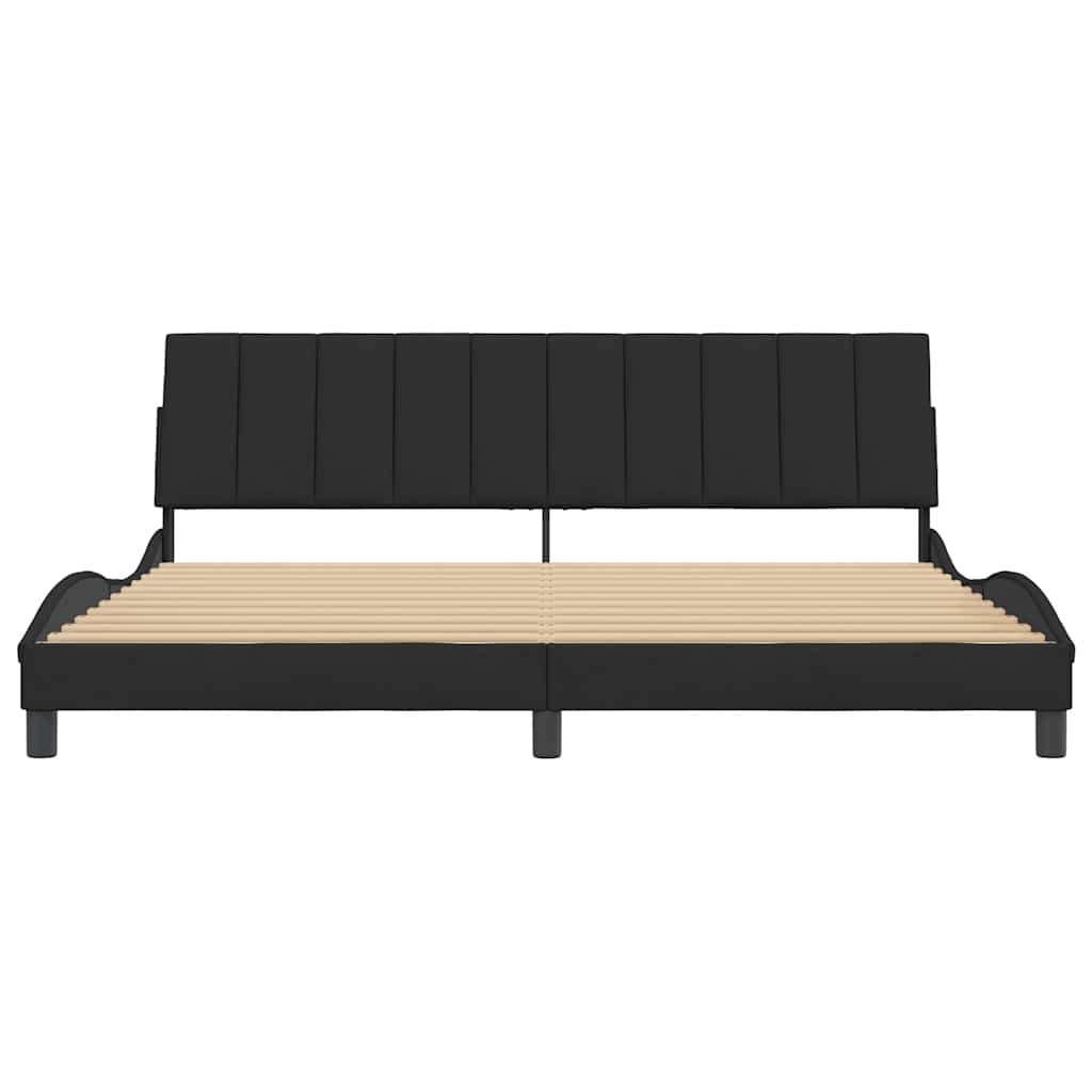 Cadre de lit sans matelas Hanko noir 200x200 cm velours - XIOS