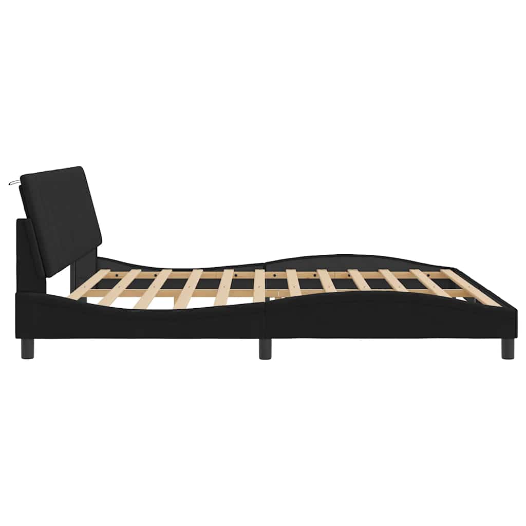 Cadre de lit sans matelas Hanko noir 200x200 cm velours - XIOS