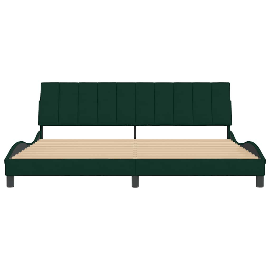Cadre de lit sans matelas Hanko vert foncé 200x200 cm velours - XIOS