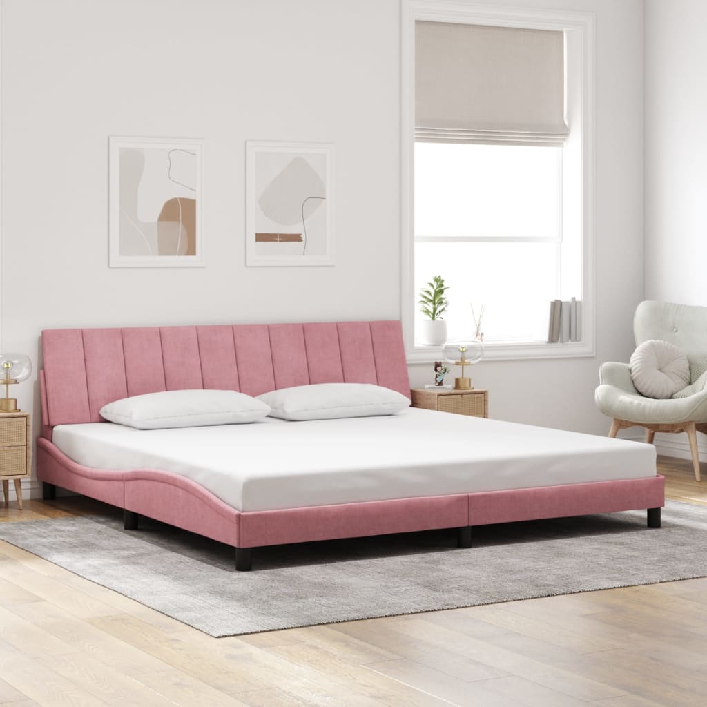 Cadre de lit sans matelas Hanko rose 200x200 cm velours - XIOS
