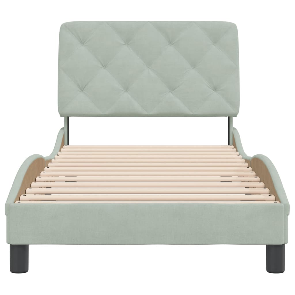 Cadre de lit sans matelas gris clair 80x200 cm velours - XIOS