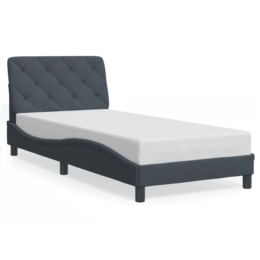 Cadre de lit sans matelas gris foncé 80x200 cm velours - XIOS