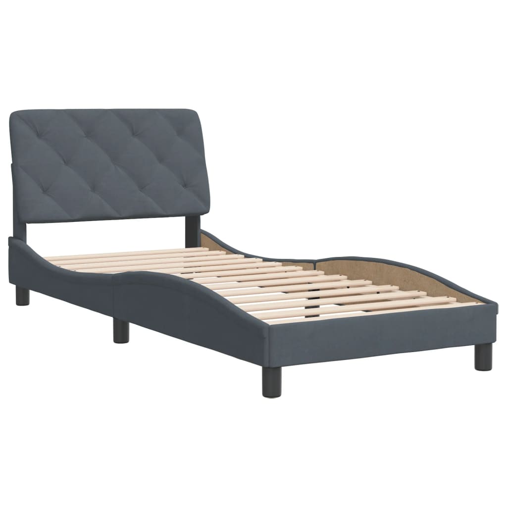 Cadre de lit sans matelas gris foncé 80x200 cm velours - XIOS