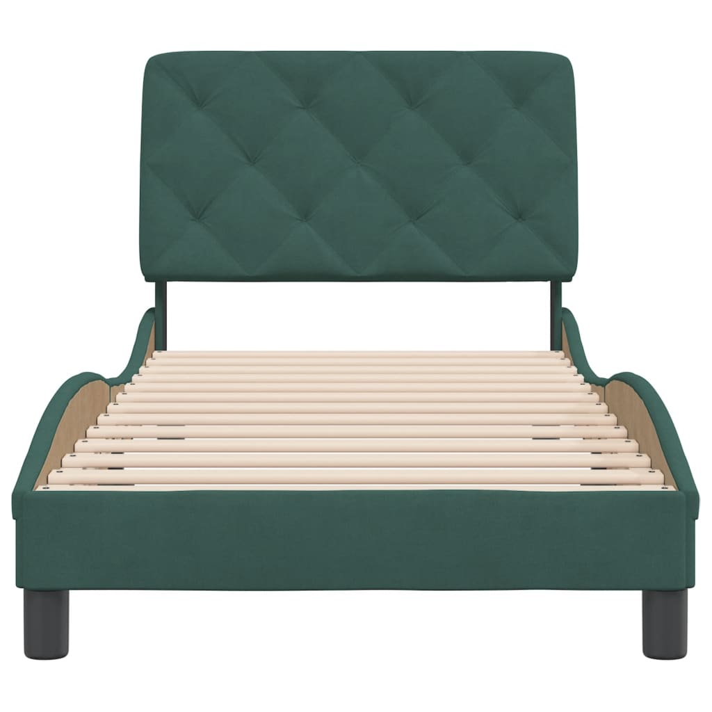 Cadre de lit sans matelas vert foncé 80x200 cm velours - XIOS