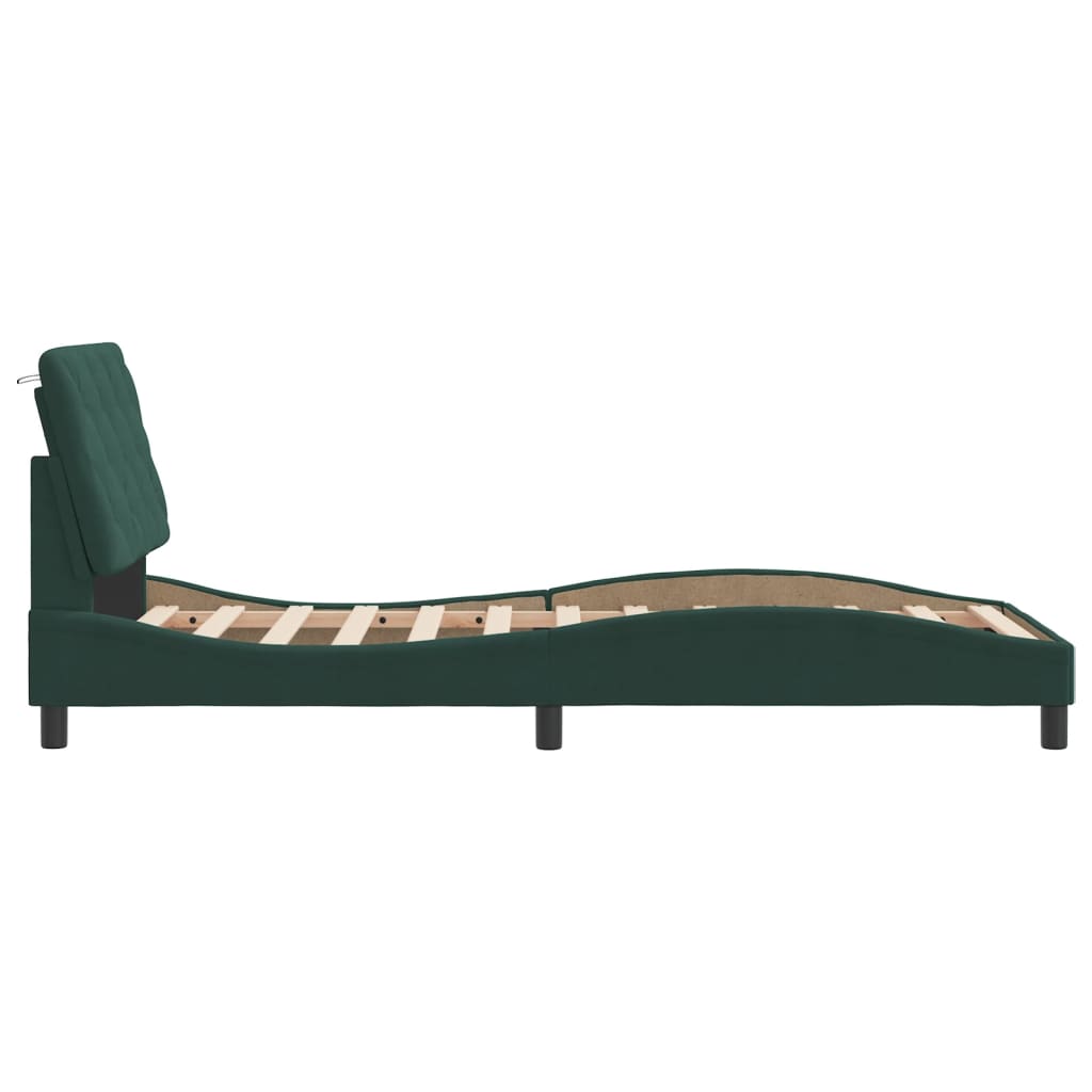 Cadre de lit sans matelas vert foncé 80x200 cm velours - XIOS