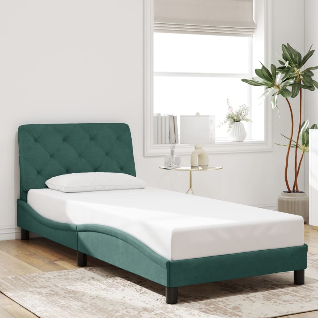 Cadre de lit sans matelas vert foncé 80x200 cm velours - XIOS