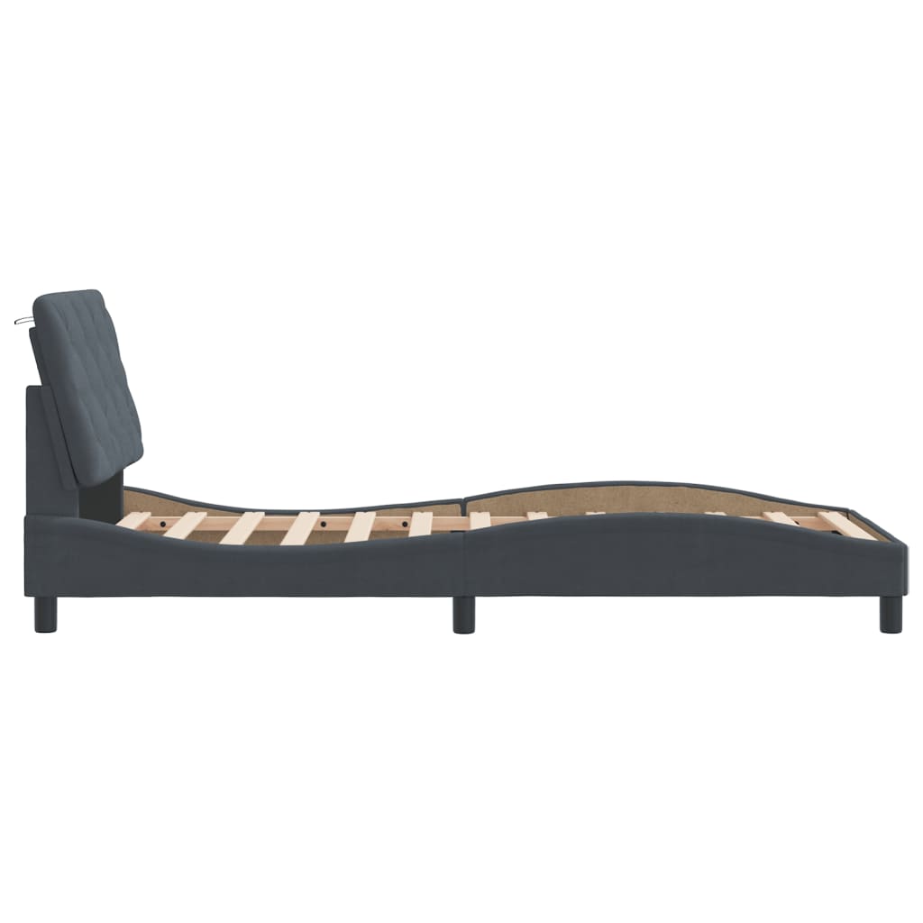 Cadre de lit sans matelas gris foncé 90x190 cm velours - XIOS