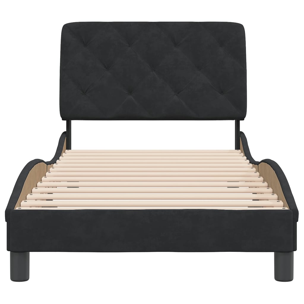 Cadre de lit sans matelas noir 90x190 cm velours - XIOS