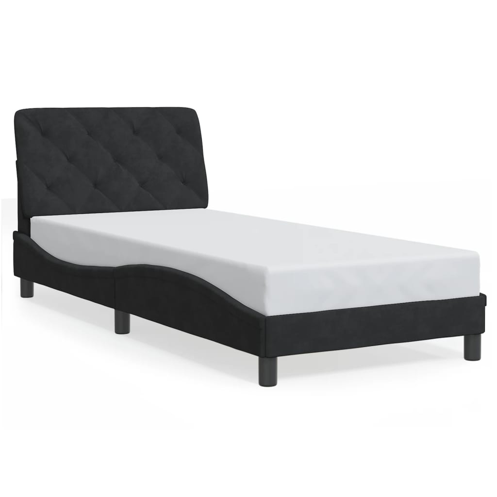 Cadre de lit sans matelas noir 90x200 cm velours - XIOS
