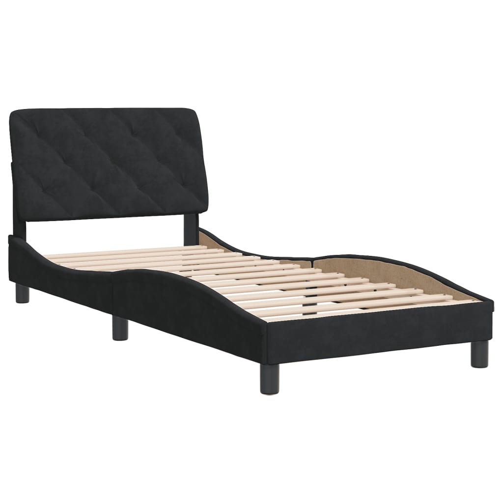 Cadre de lit sans matelas noir 90x200 cm velours - XIOS