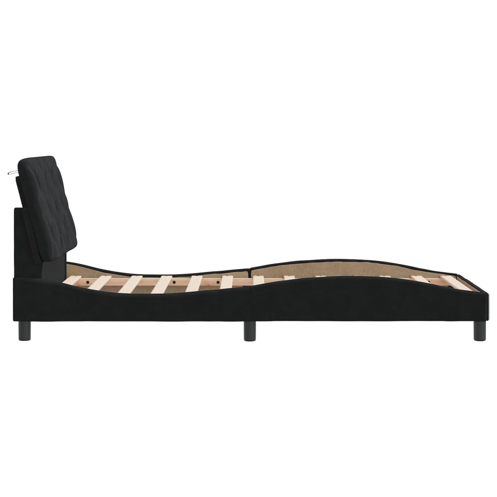 Cadre de lit sans matelas noir 90x200 cm velours - XIOS