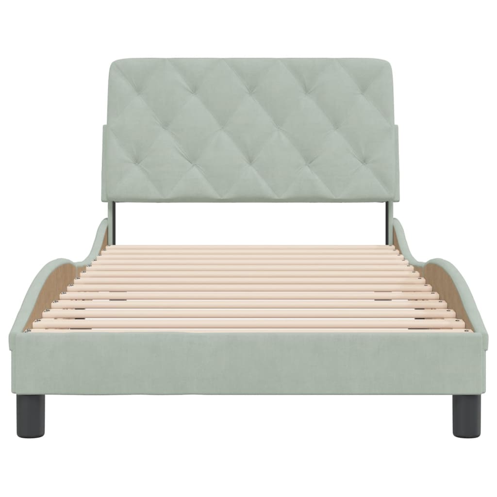 Cadre de lit sans matelas gris clair 100x200 cm velours - XIOS
