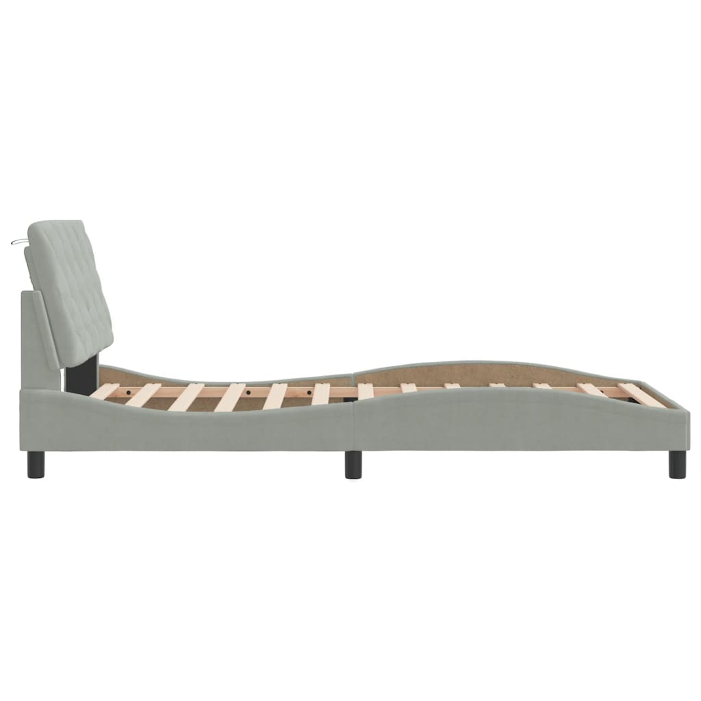 Cadre de lit sans matelas gris clair 100x200 cm velours - XIOS