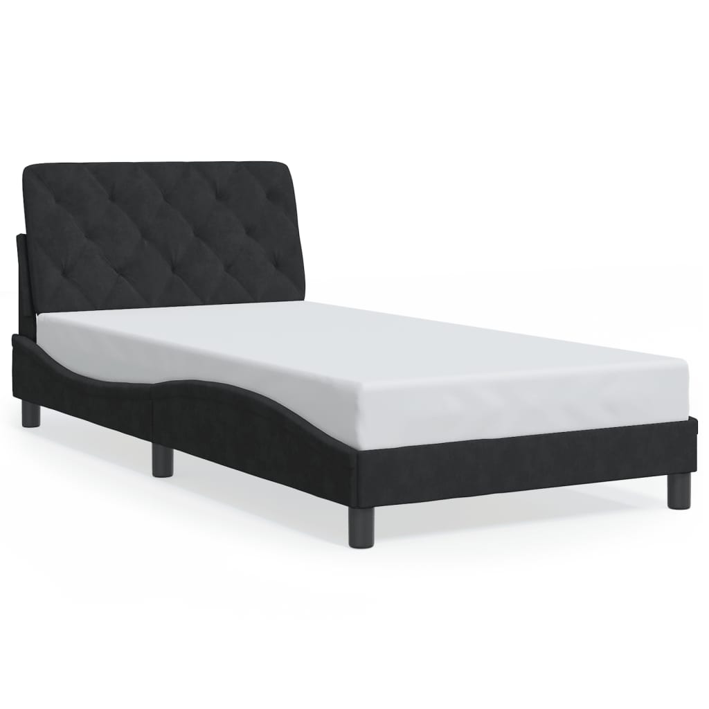 Cadre de lit sans matelas noir 100x200 cm velours - XIOS