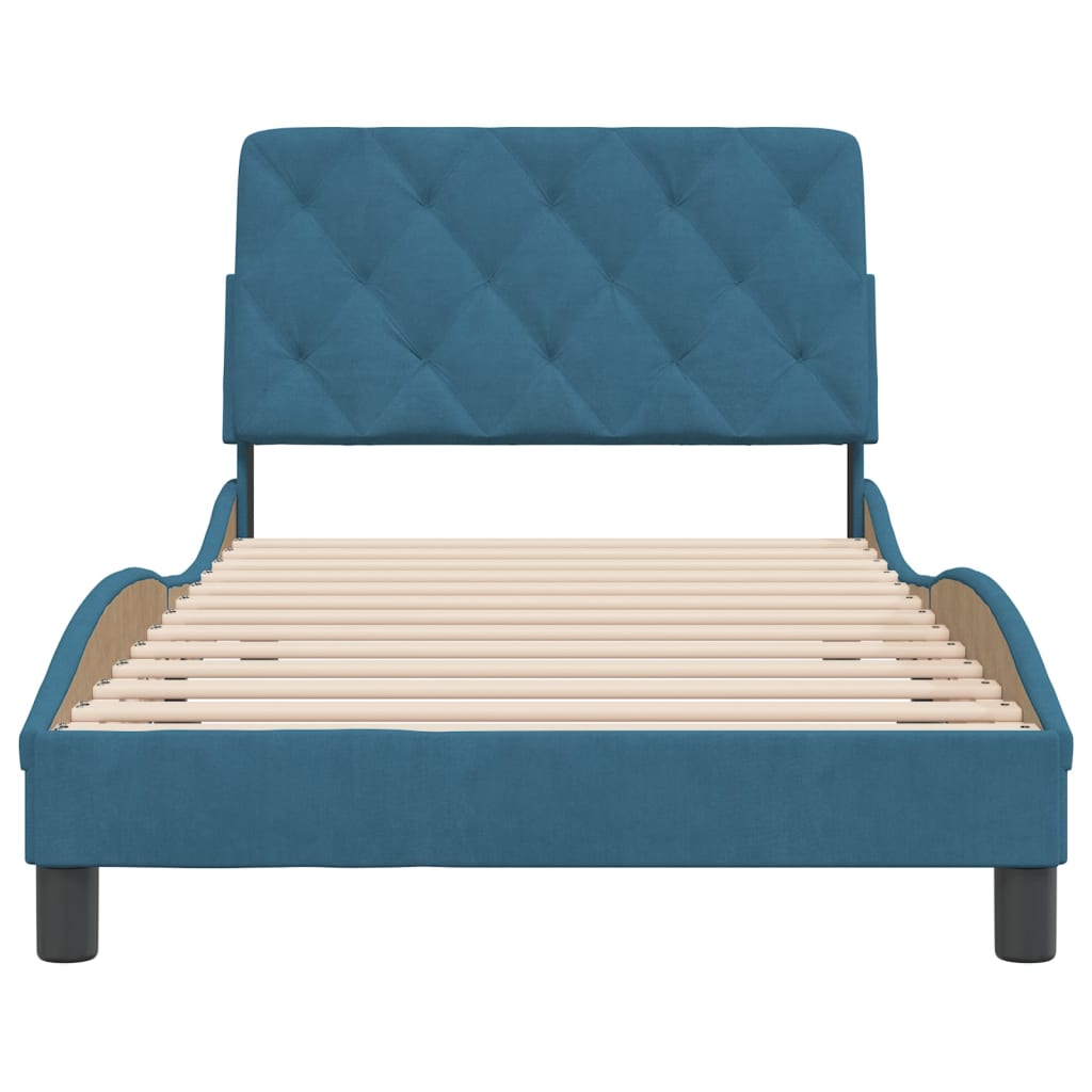 Cadre de lit sans matelas bleu 100x200 cm velours - XIOS