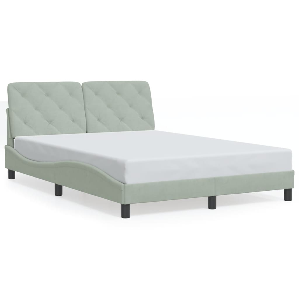 Cadre de lit sans matelas gris clair 120x200 cm velours - XIOS