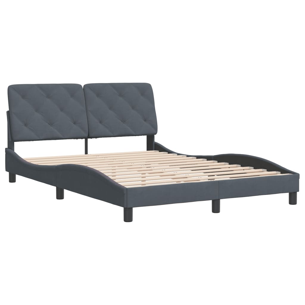 Cadre de lit sans matelas gris foncé 120x200 cm velours - XIOS