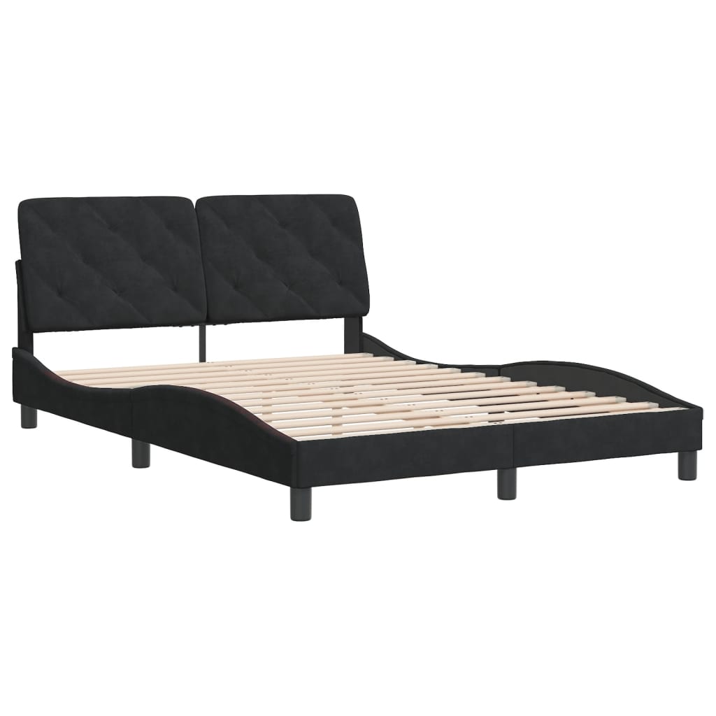 Cadre de lit sans matelas noir 120x200 cm velours - XIOS
